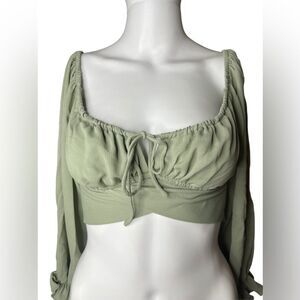 Parallel Lines Elegant Sage Green Women's Cropped Top Size 8